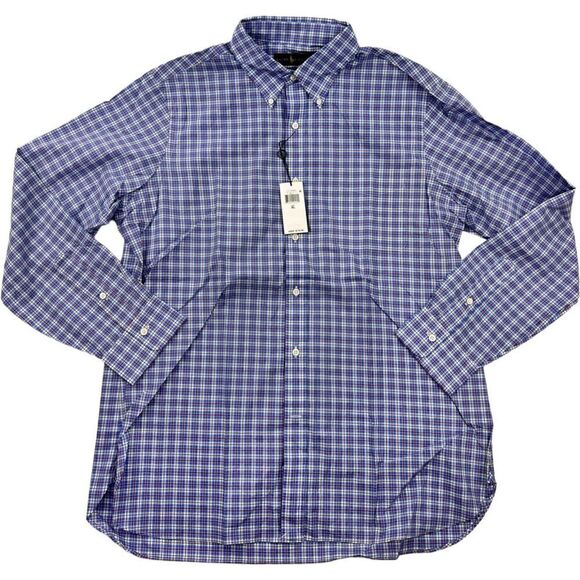 New Ralph Lauren Men US XL Blue Plaid Shirt Long Sleeve Button Down  MSRP $148 - Picture 2 of 5